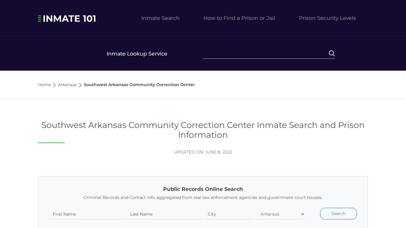 Southwest Arkansas Community Correction Center Inmate ...